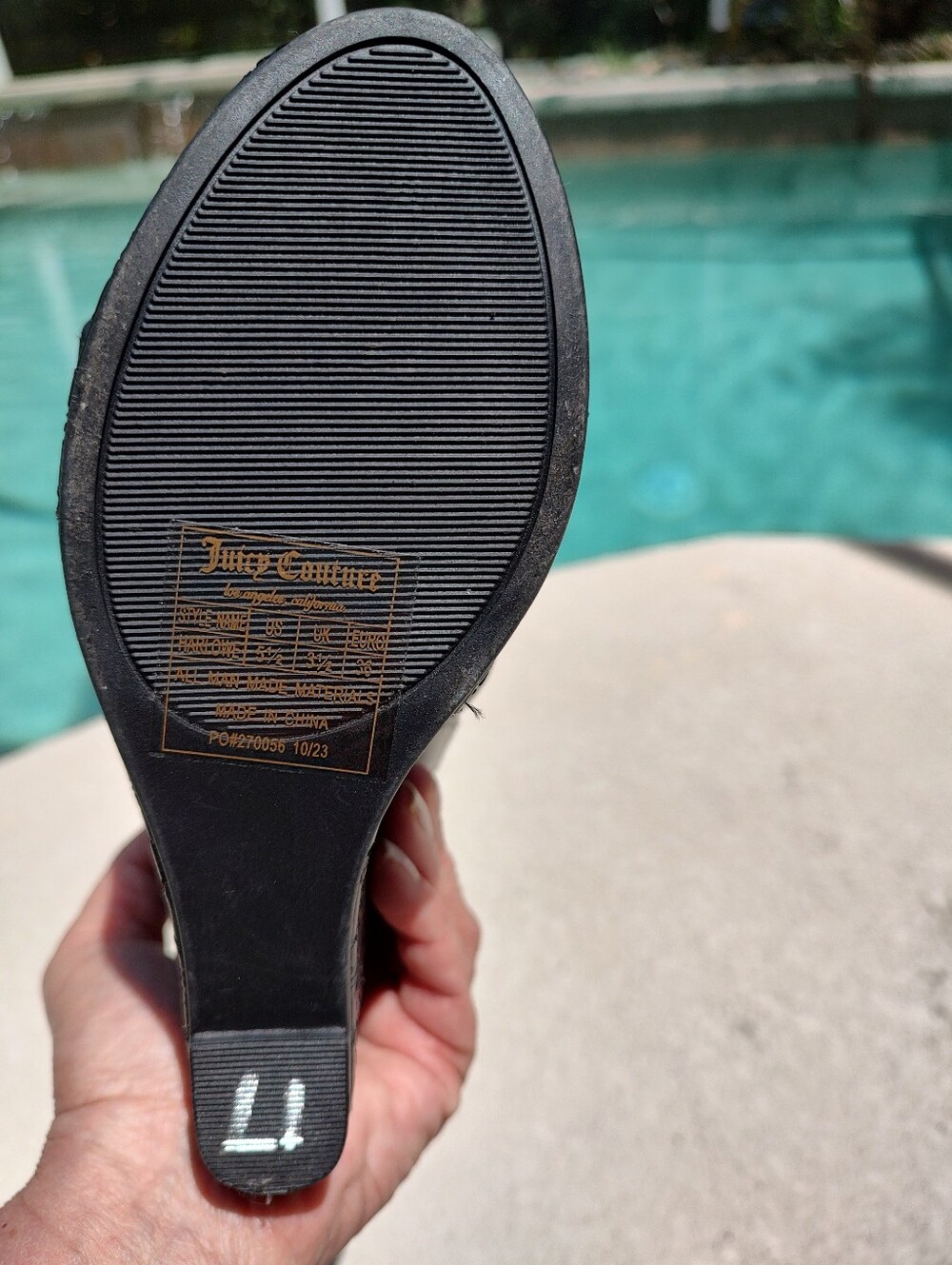 Juicy Couture Black Wedge Sandals with Ankle Strap - Picture 7 of 15